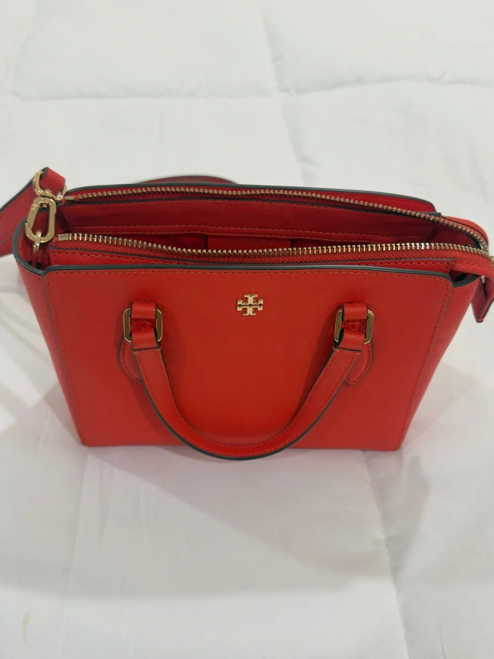 Tory Burch Red Orange Mini Satchel with Wallet